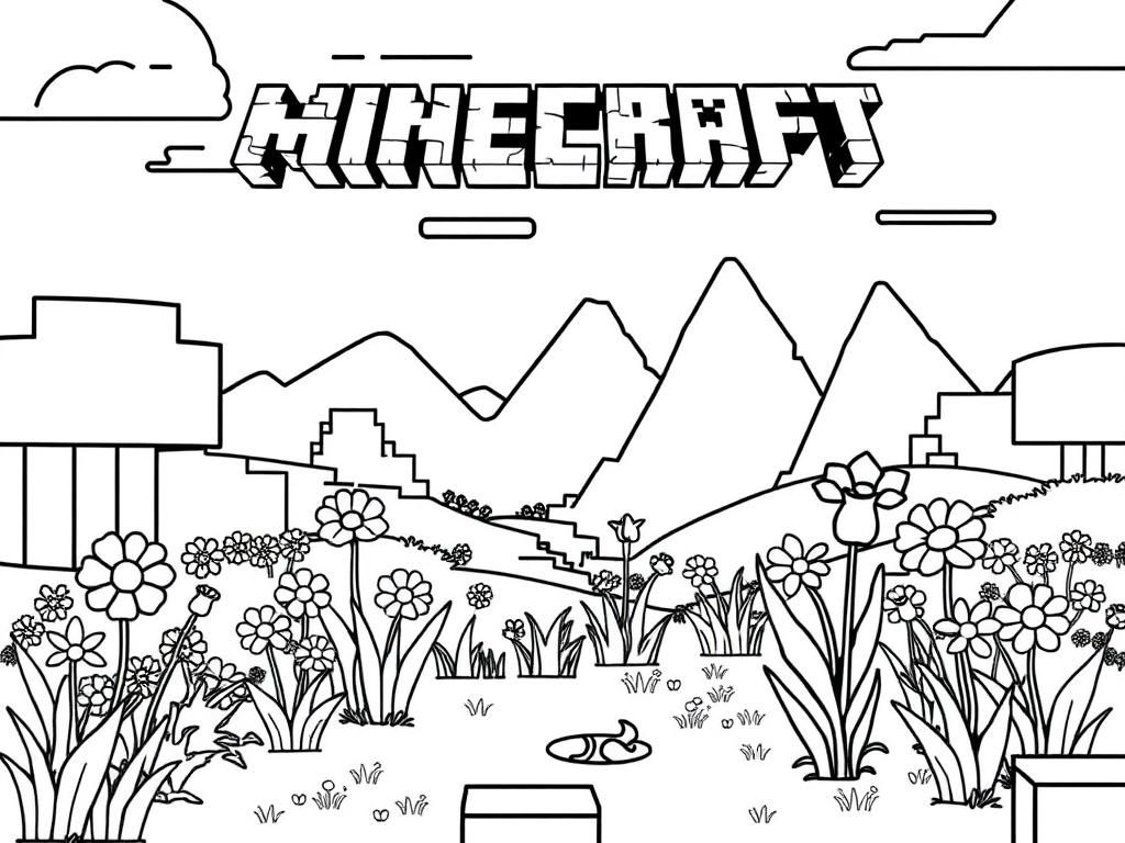 Minecraft Landscape Coloring Page
