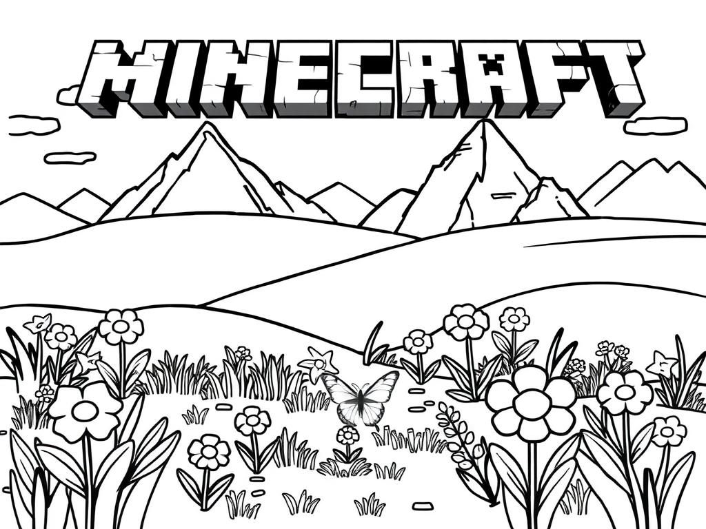 Minecraft Landscape Coloring Page
