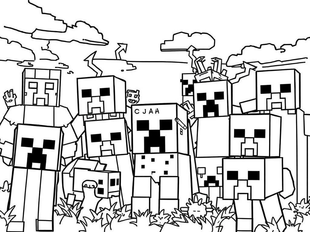Minecraft Coloring Page: Pixelated Fun