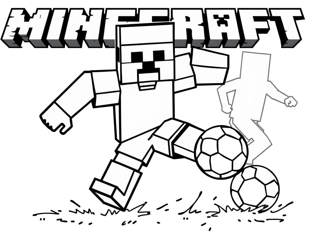 Minecraft Soccer Fun Coloring Page