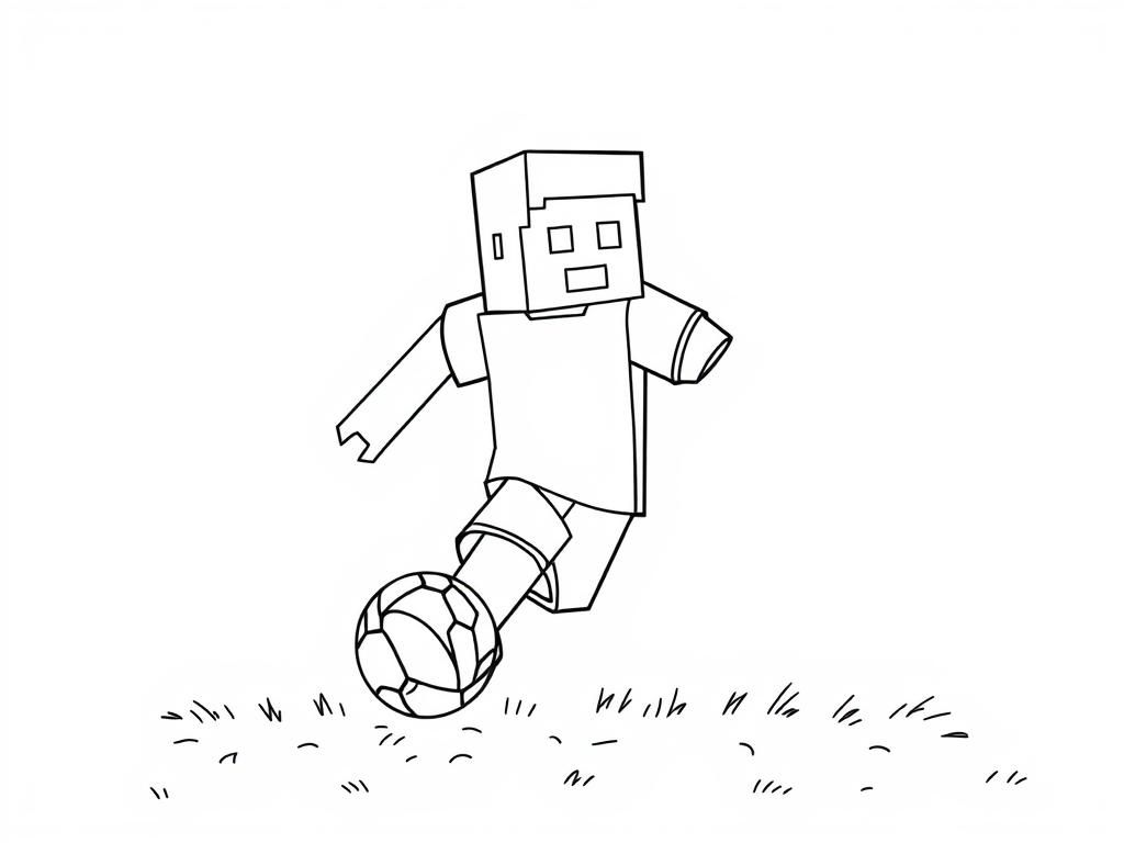 Minecraft Soccer Player Coloring Page
