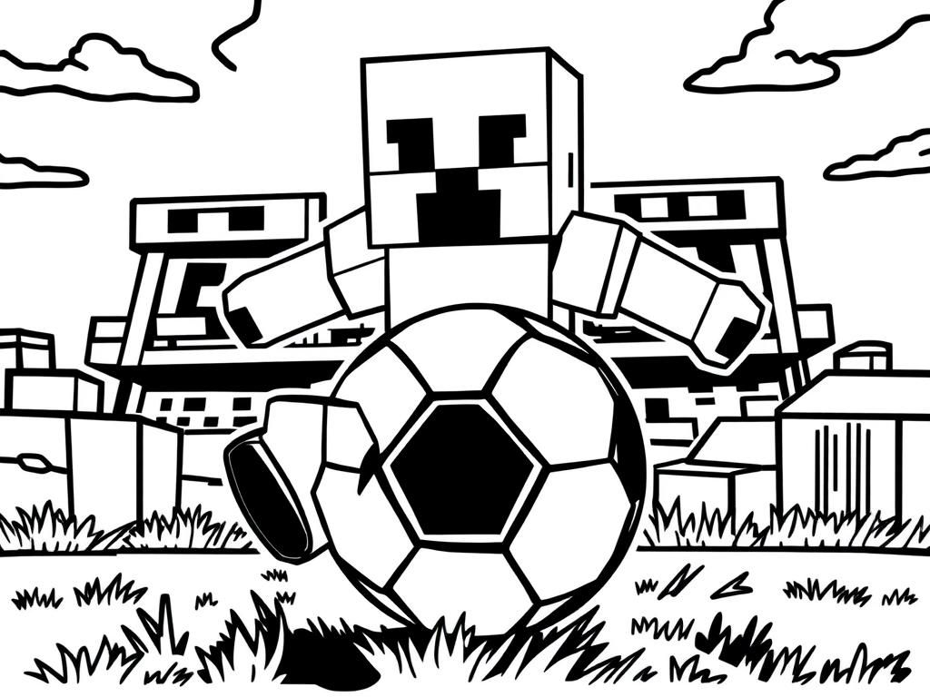 Minecraft Soccer Fun Coloring Page