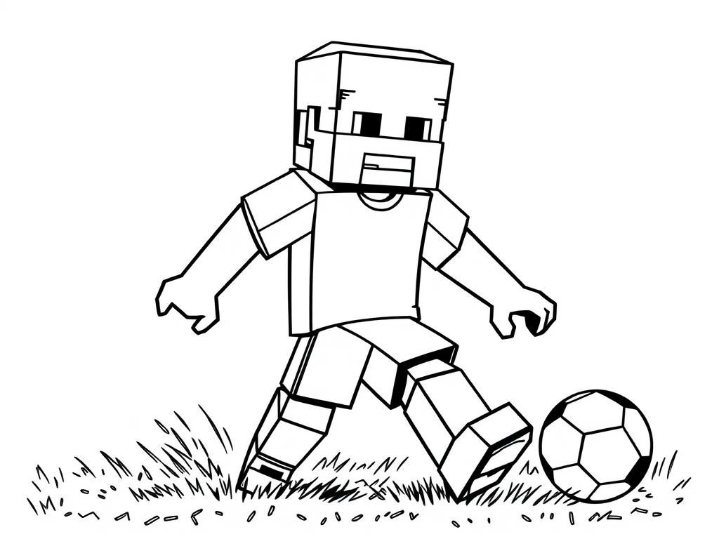 Minecraft Soccer Player Coloring Page