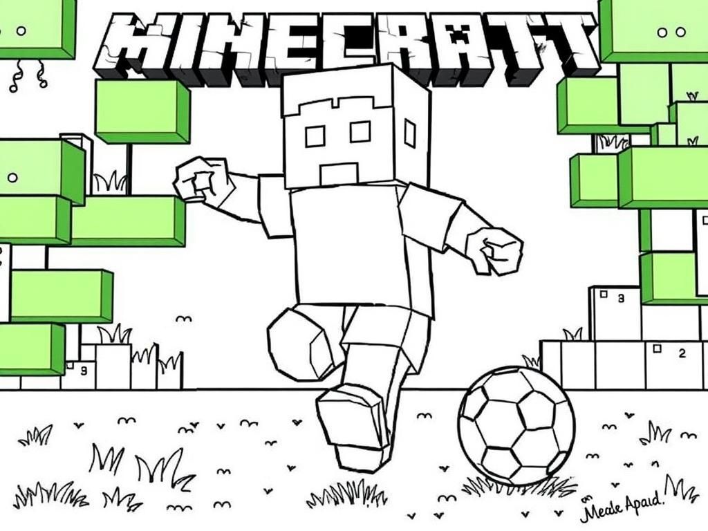 Minecraft Soccer Fun Coloring Page