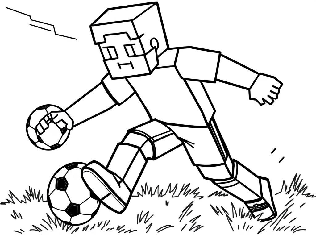 Minecraft Soccer Player Coloring Page