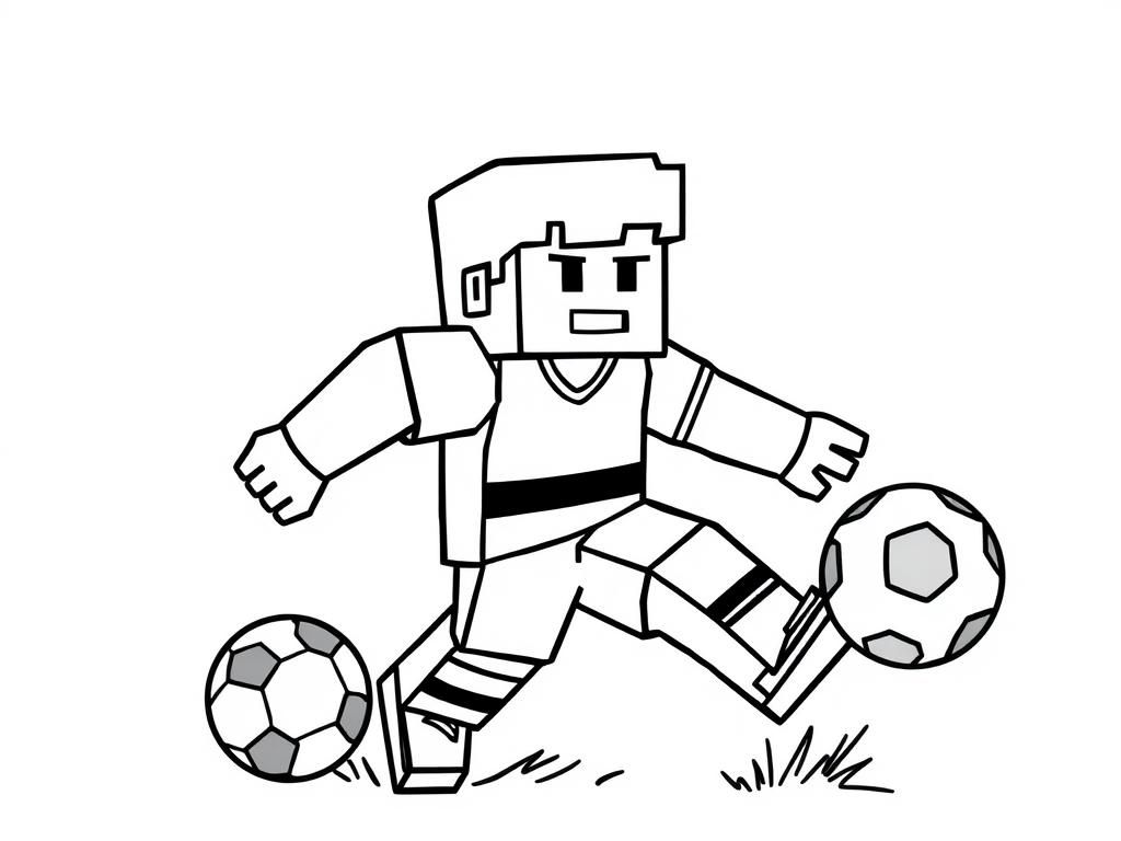 Minecraft Soccer Player Coloring Page