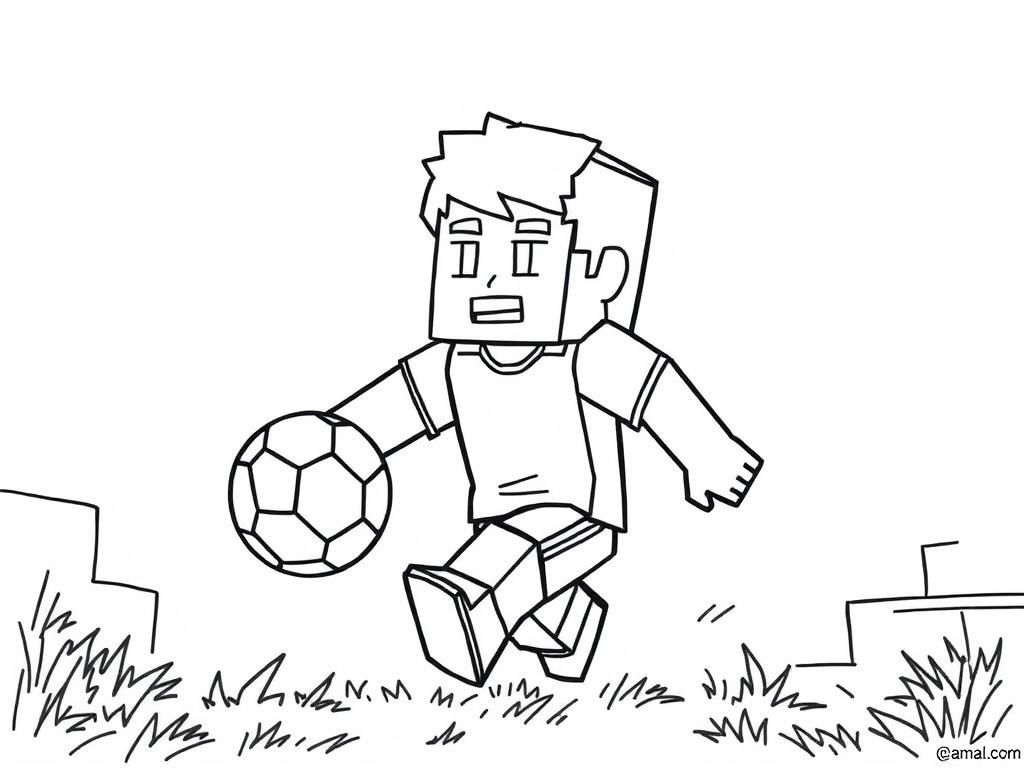 Minecraft Soccer Player Coloring Page