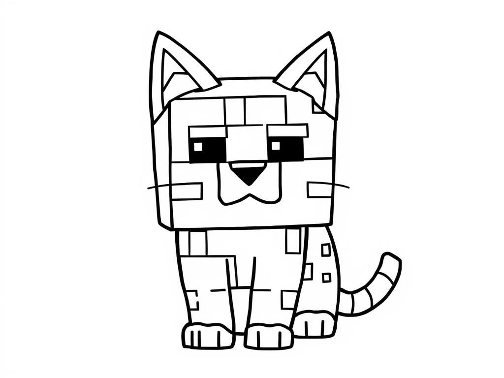 minecraft style cat - Free Printable Coloring Page
