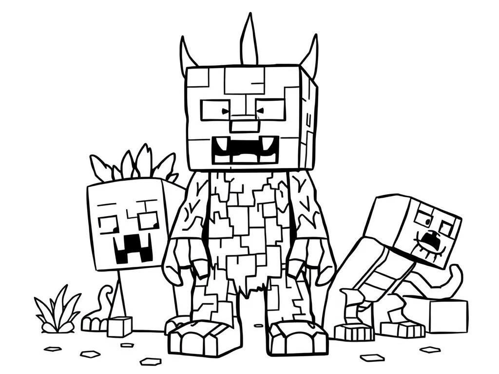 Minecraft Characters Coloring Page