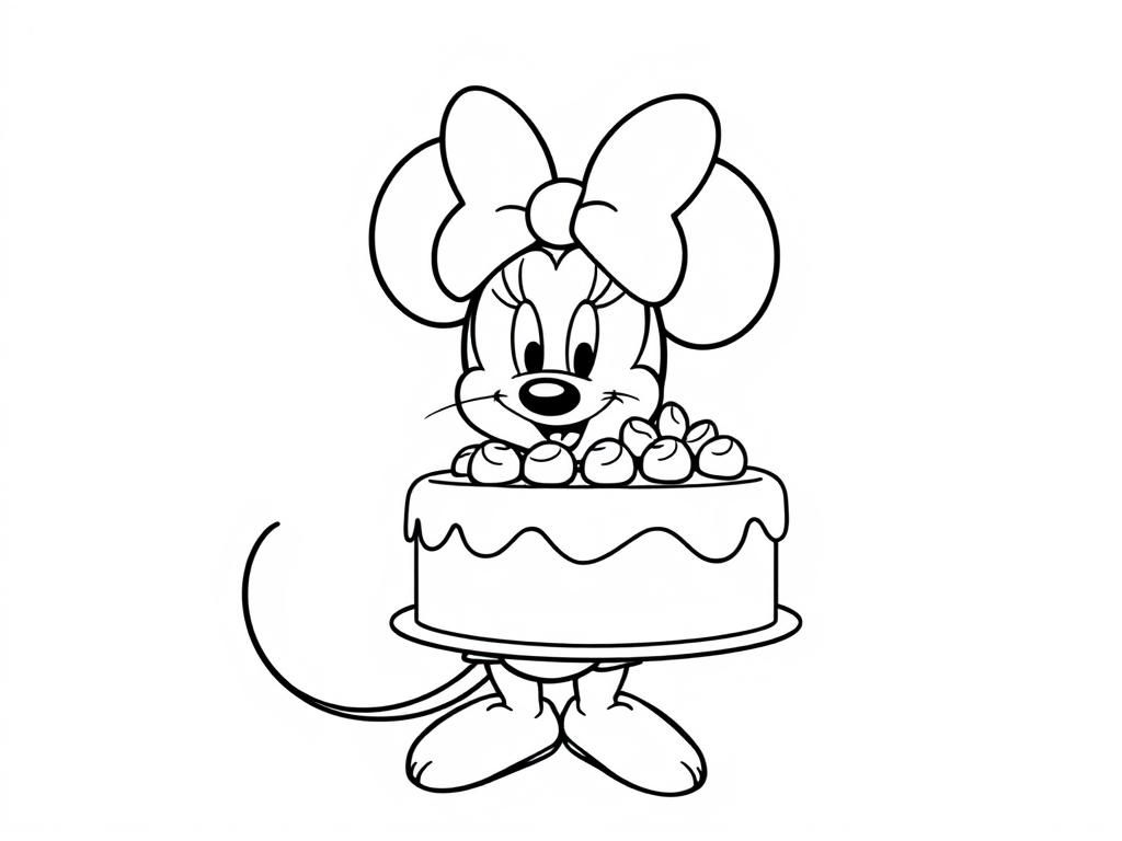 Minnie Mouse Cake Coloring Page