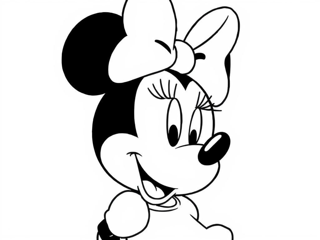 Minnie Mouse in great detail - Free Printable Coloring Page