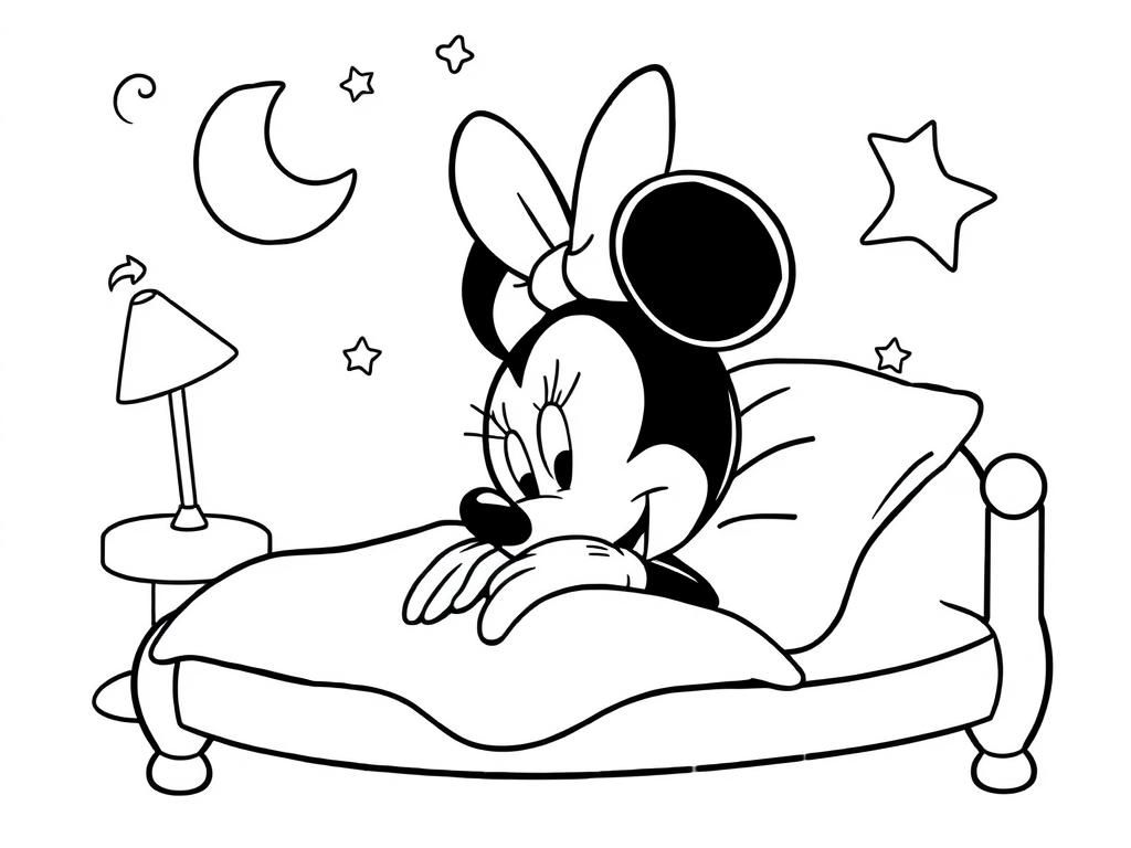 Preview of minnie mouse sleeping in her bed