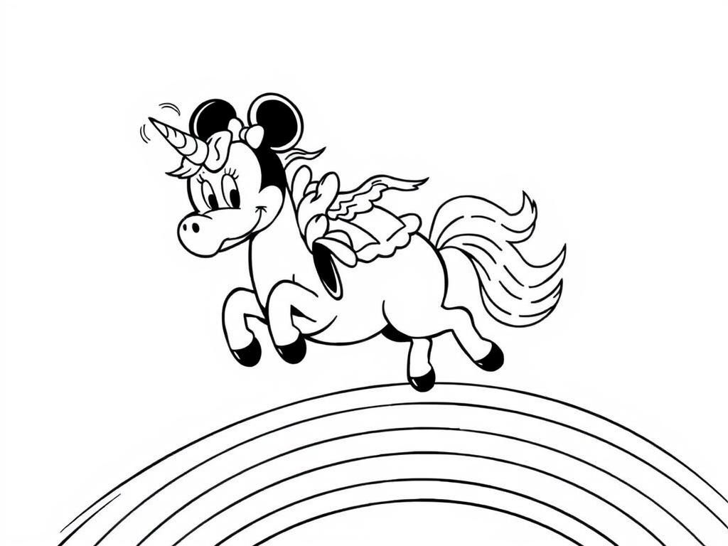 Minnie Mouse Unicorn Coloring Page