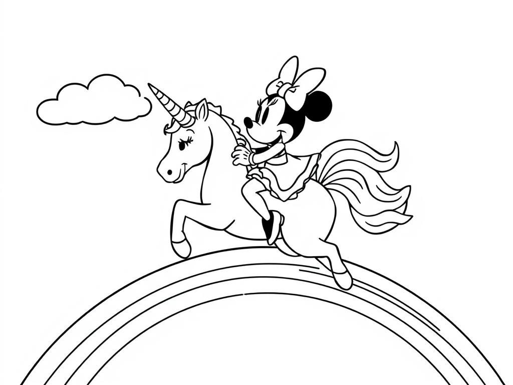 Minnie Mouse Unicorn Coloring Page