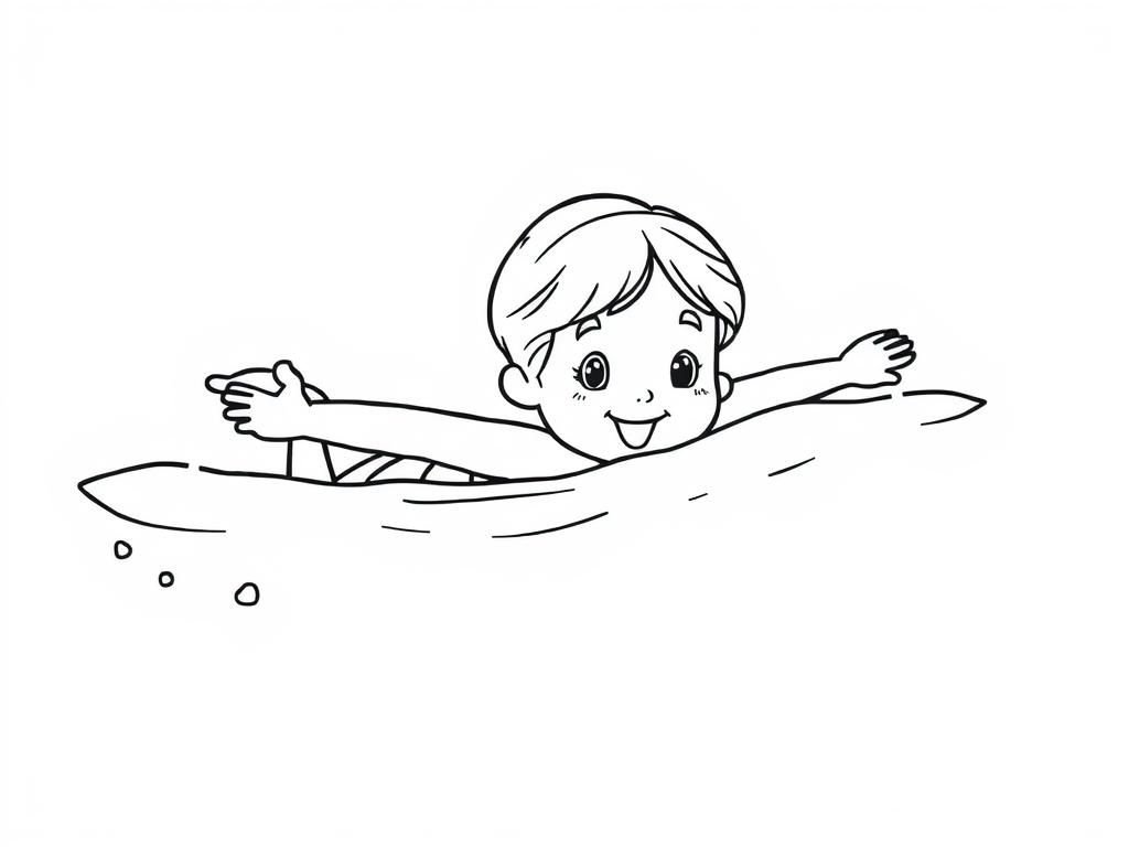 Kleurplaat van een zwemmende jongen