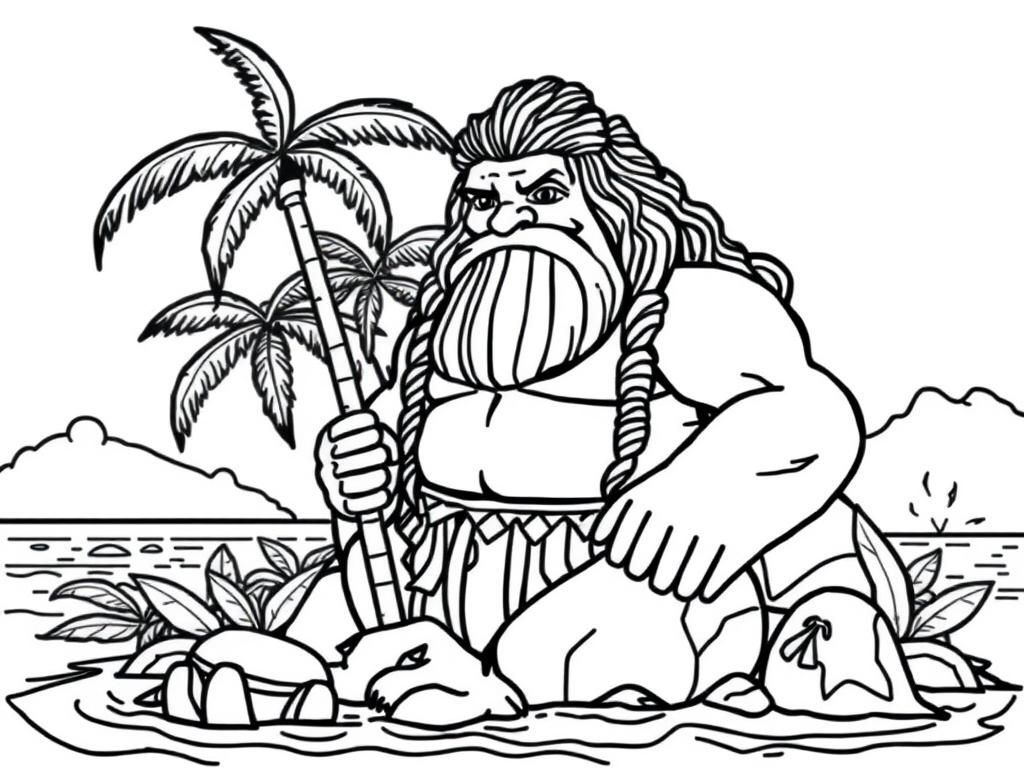 Tropical Island Man Coloring Page