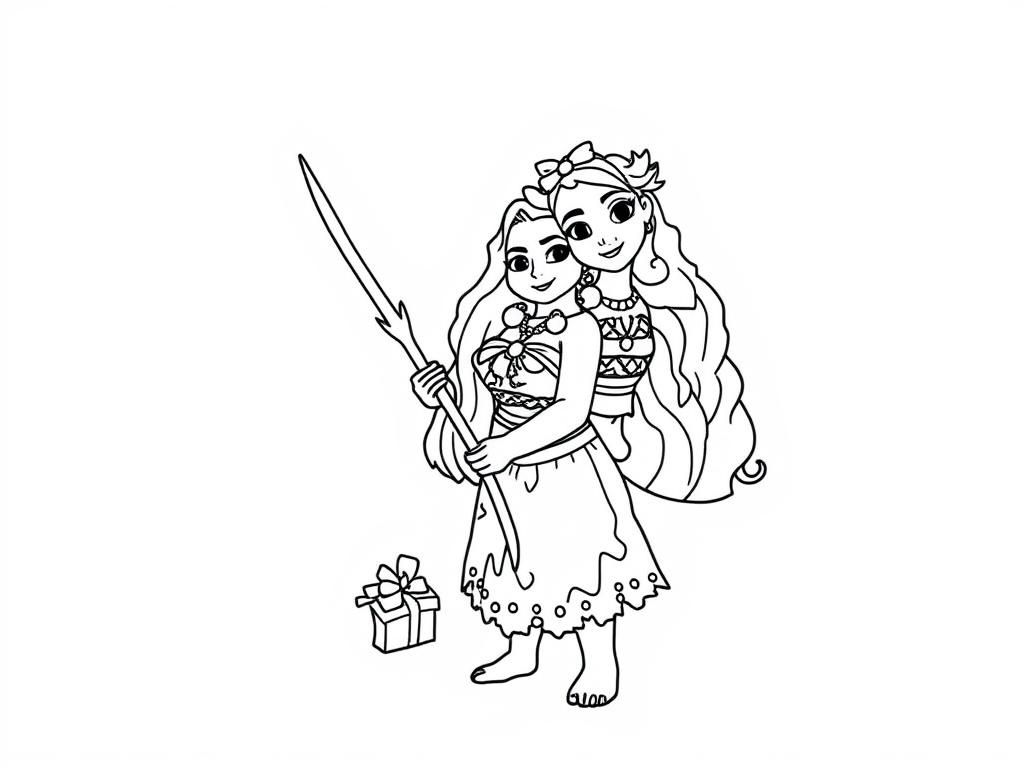 Moana christmas - Free Printable Coloring Page