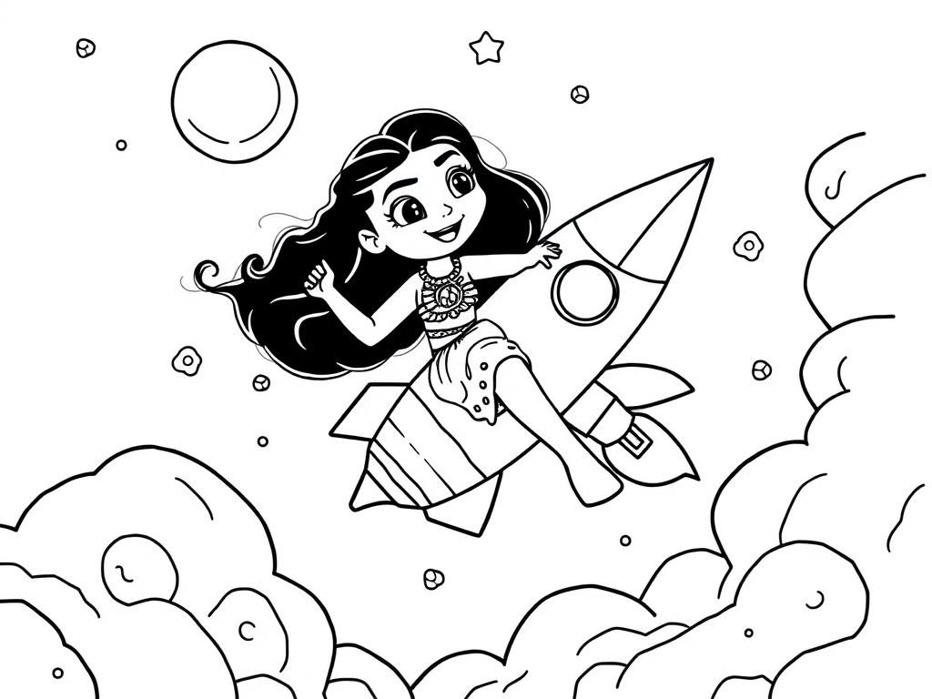 Preview of moana flying a rocket to the moon