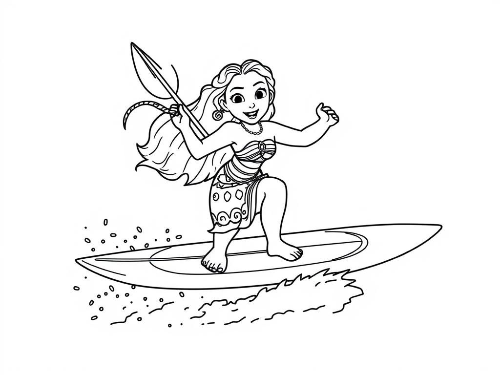 moana riding a surfboard