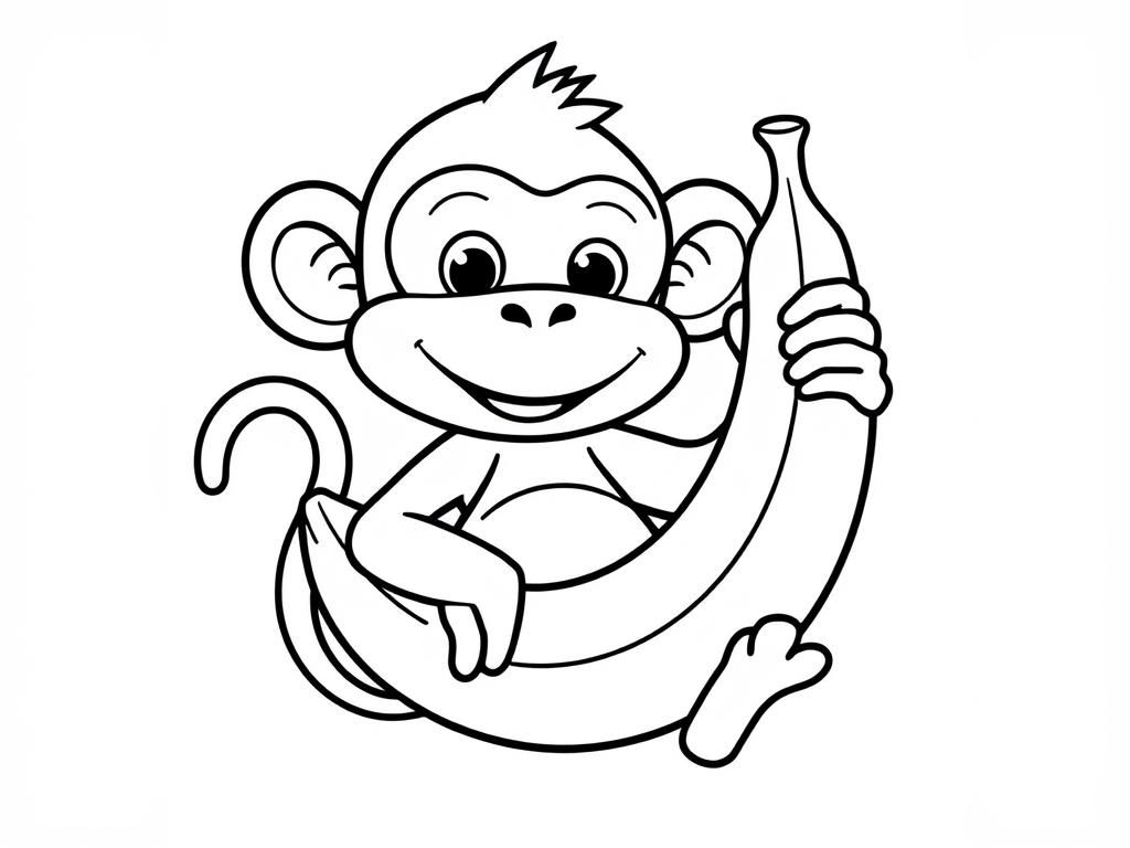 Monkey Banana Coloring Page