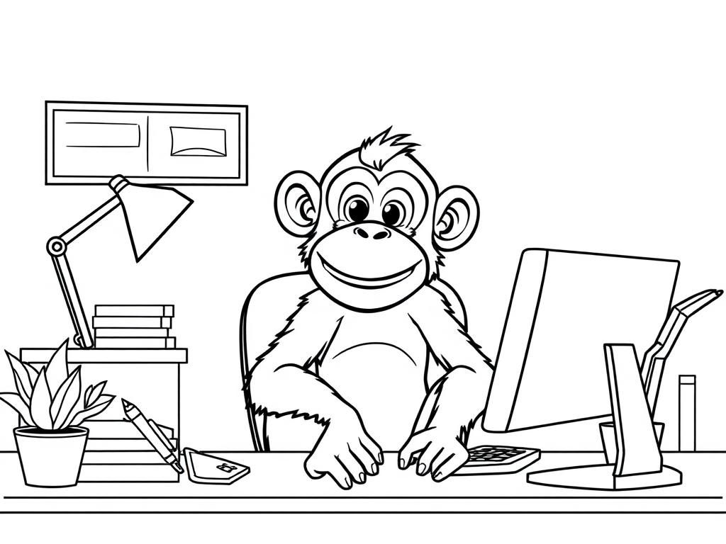 Preview of Monkey working in an Office