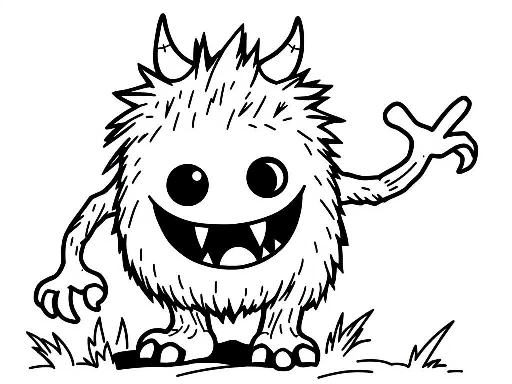 Coloring Page of a Friendly Monster