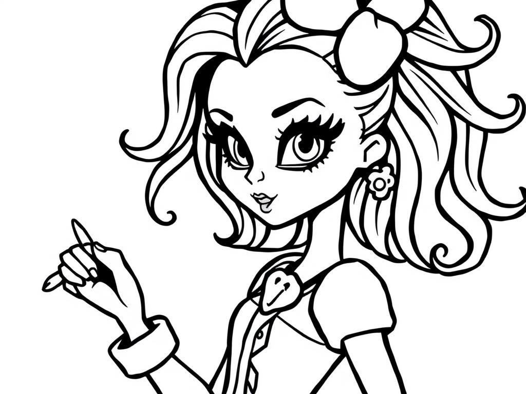 Kleurplaat Modieus Meisje