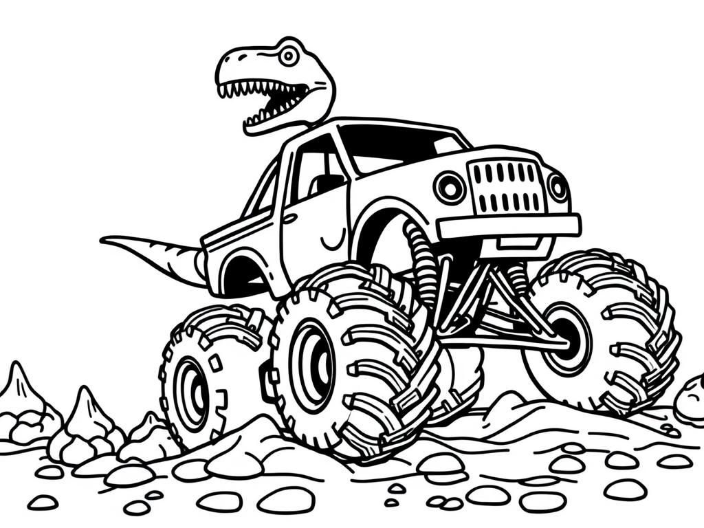 Dino Monster Truck Coloring Page