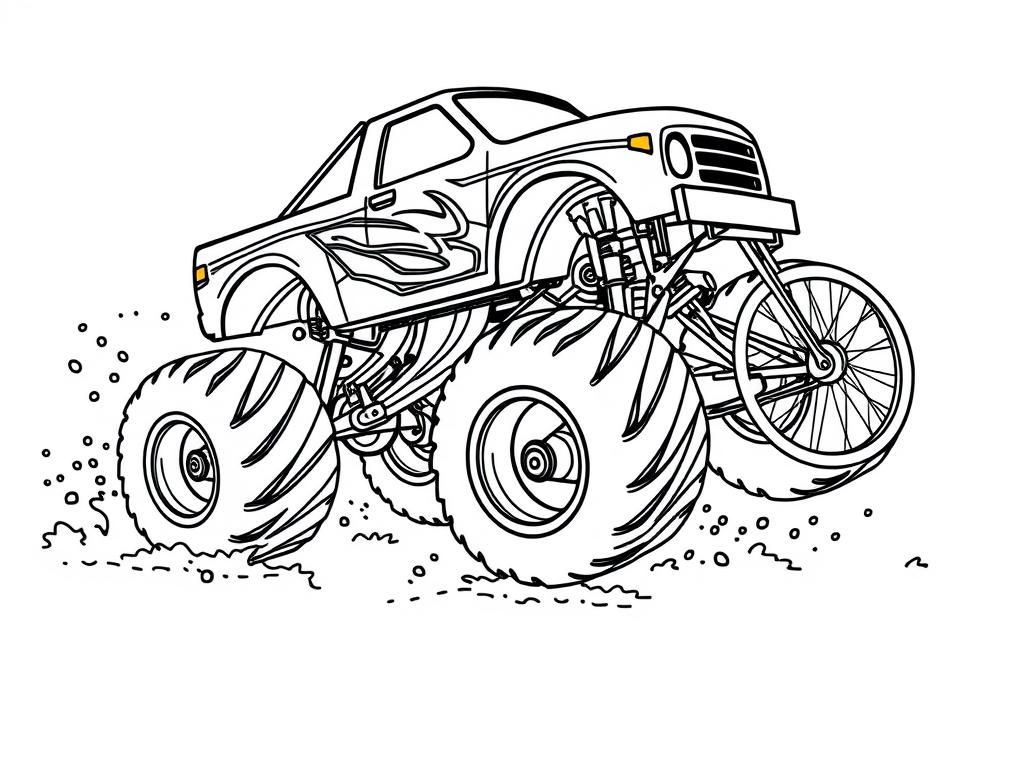 Monstertruck kleurplaat: off-road race-avontuur