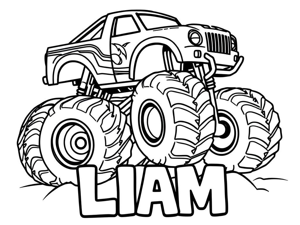 Monster Truck Coloring Page for Kids - Fun and Engaging Artwork