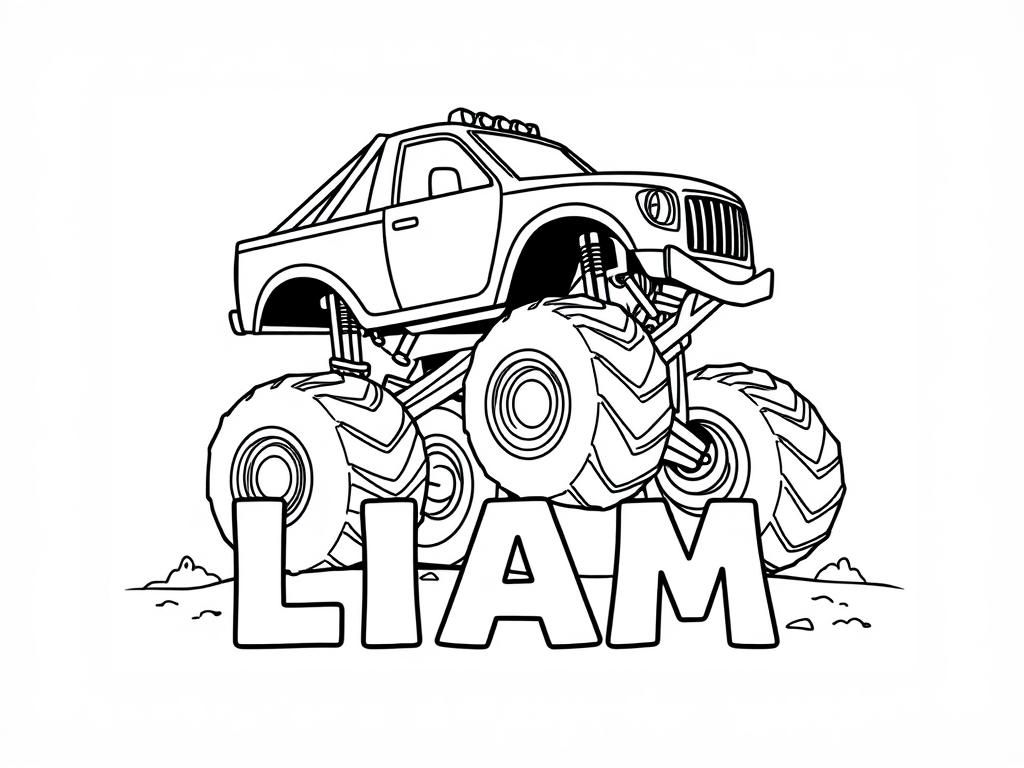 Monster Truck Coloring Page for Kids - LIAM's Adventure