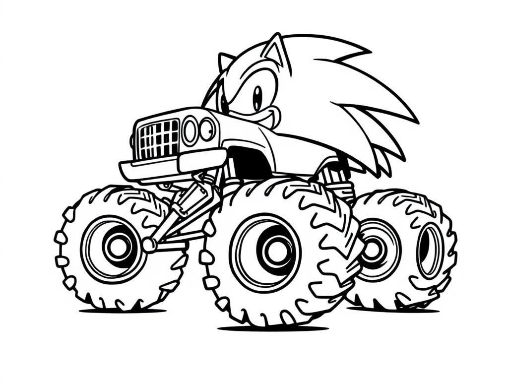Sonic Monster Truck Coloring Page