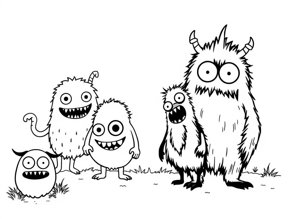monsters - Free Printable Coloring Page