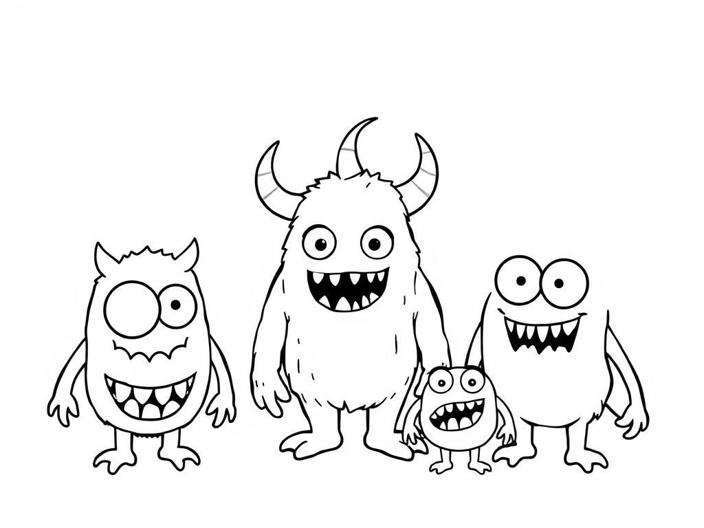 monsters - Free Printable Coloring Page