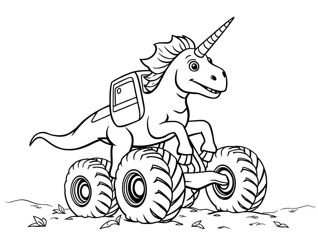 Unicorn Monster Truck Coloring Page
