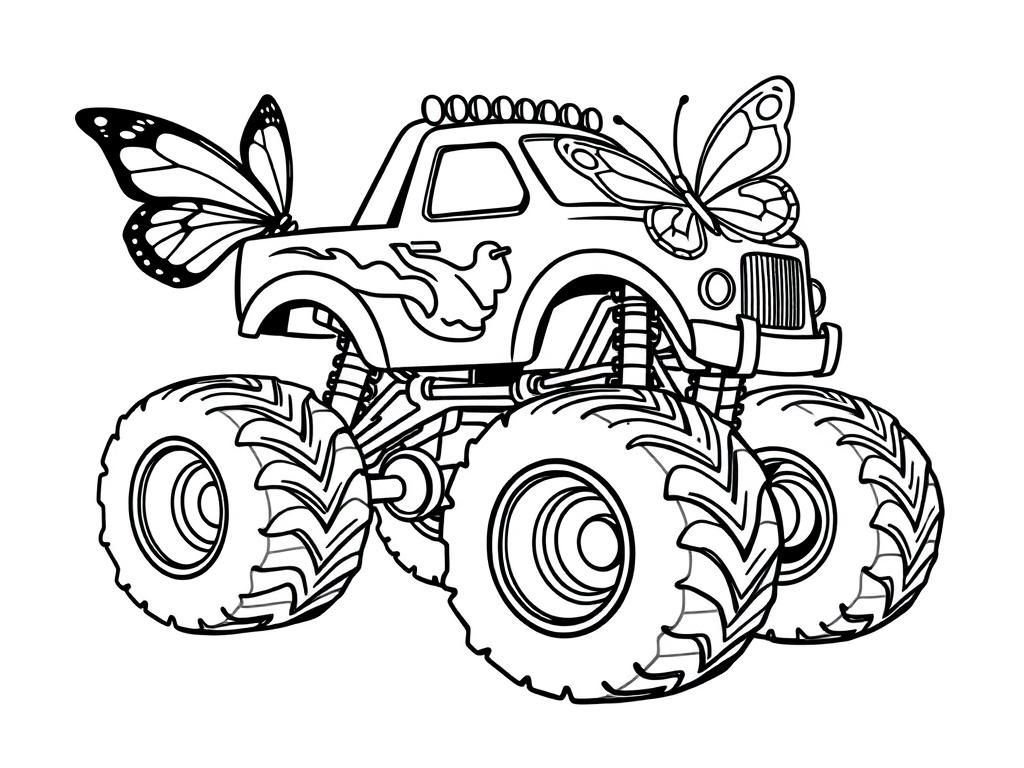 Preview of Monstertruck with big wheels and a butterfly