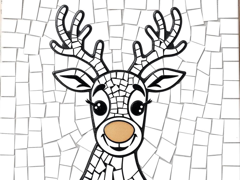 Mosaic Reindeer Coloring Page