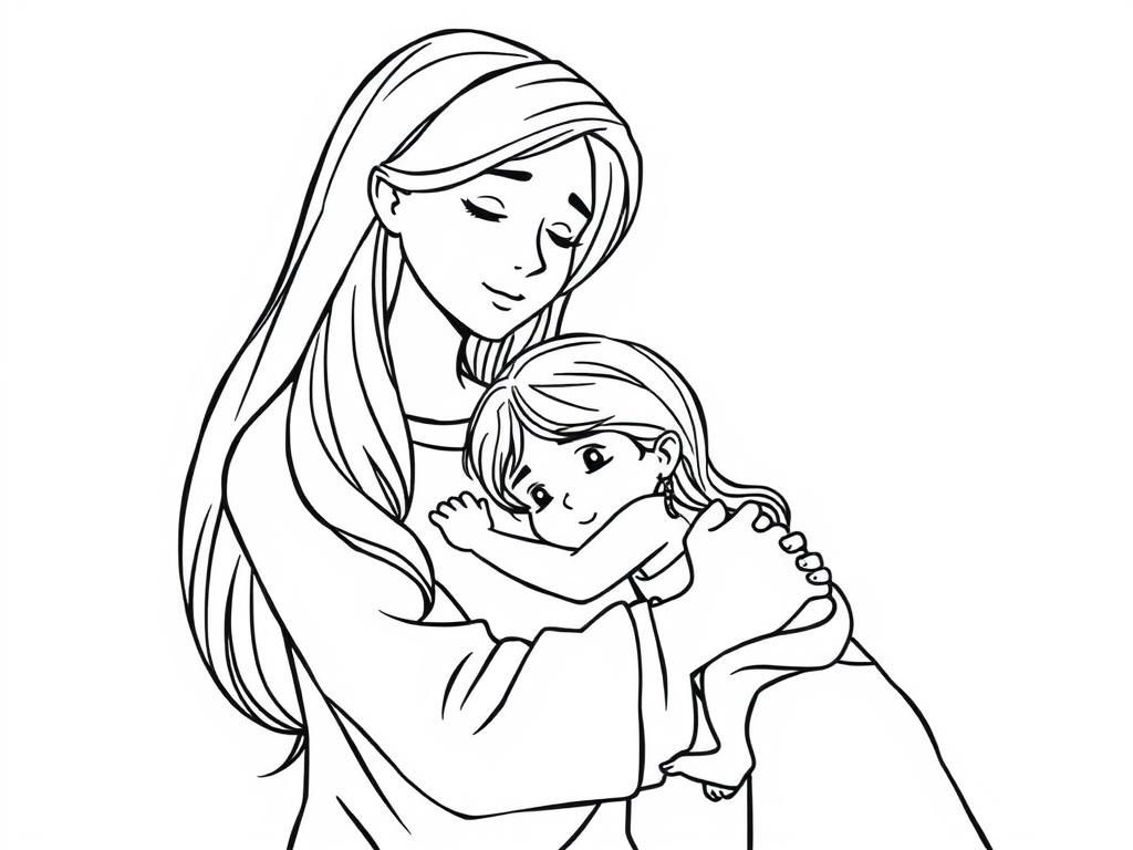 Preview of mother cuddling daughter