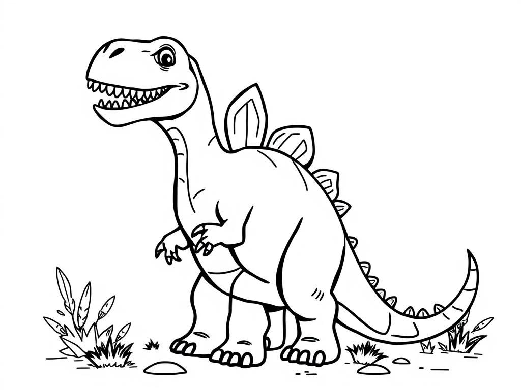 Cute Dinosaur Coloring Page