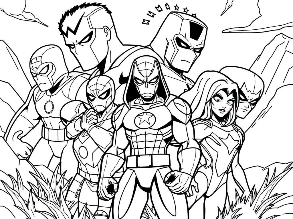 Superheroes Coloring Page