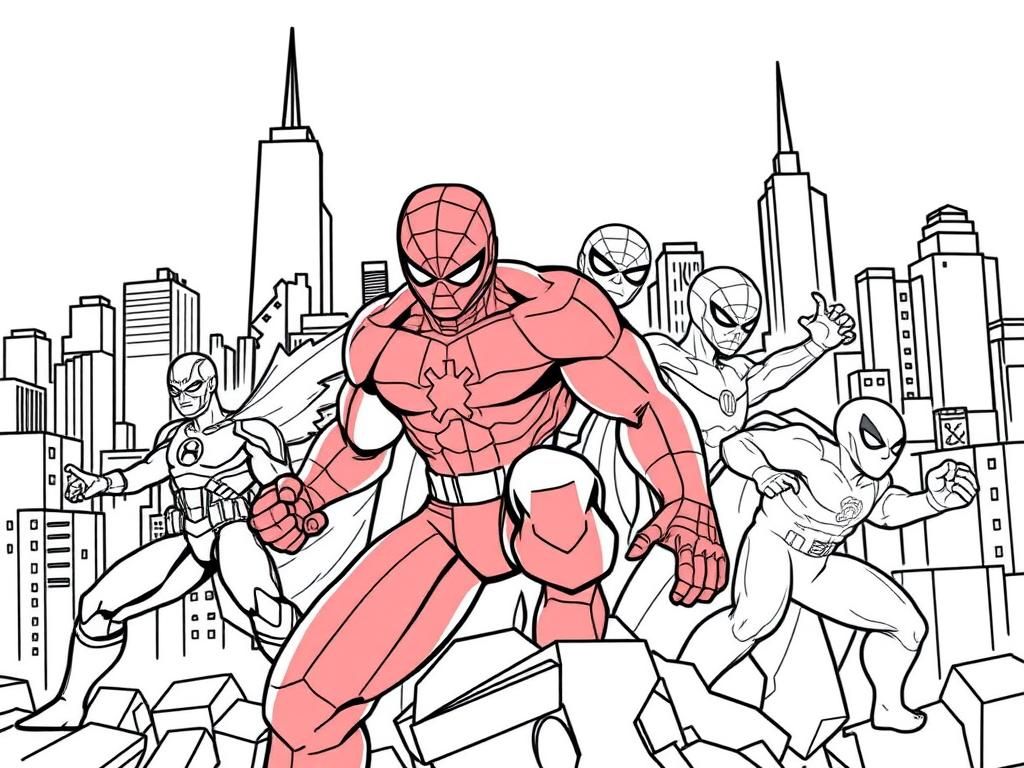 Spider-Man Coloring Page: Dynamic Cityscape Adventure