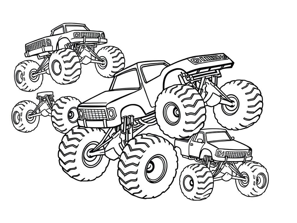 Monstertrucks kleurplaat