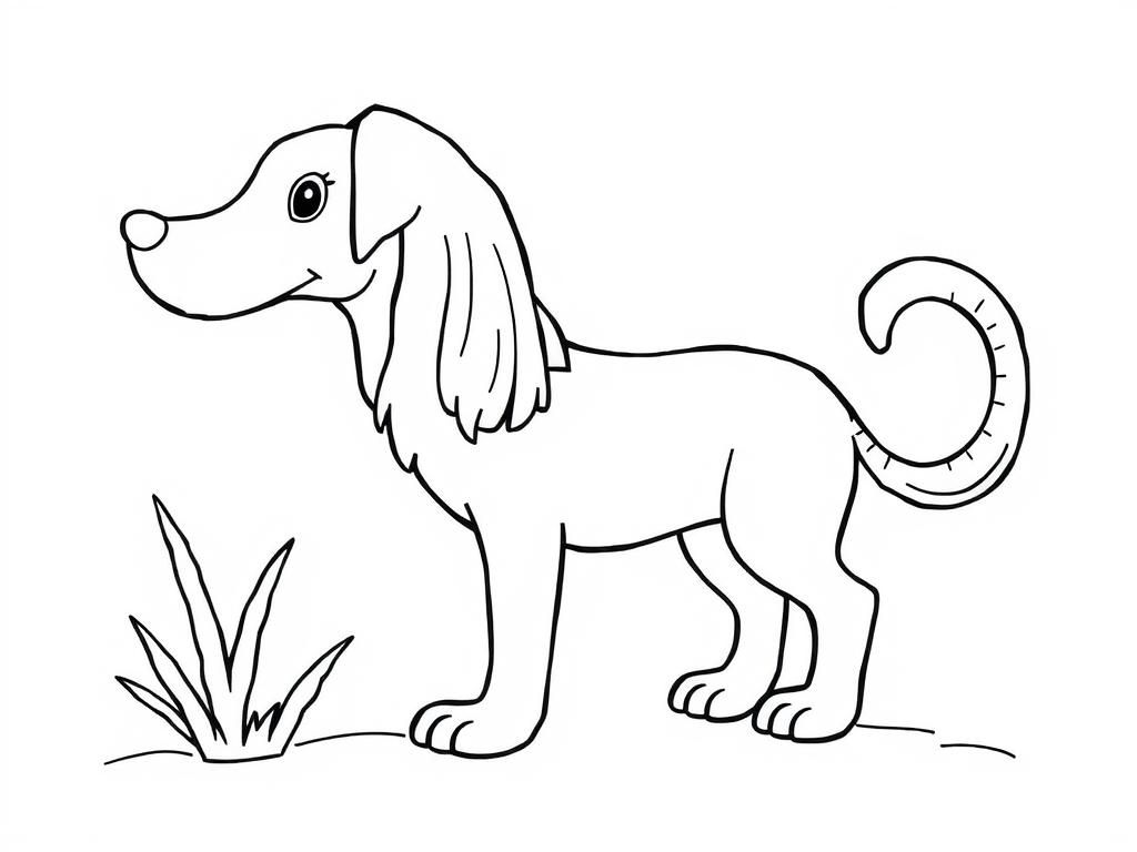 Coloring Page of a Cute Cartoon Dog