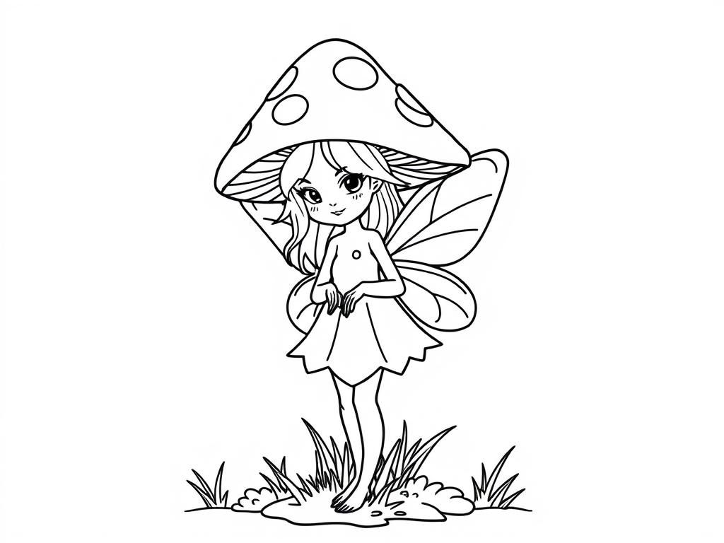 Fairy Mushroom Coloring Page