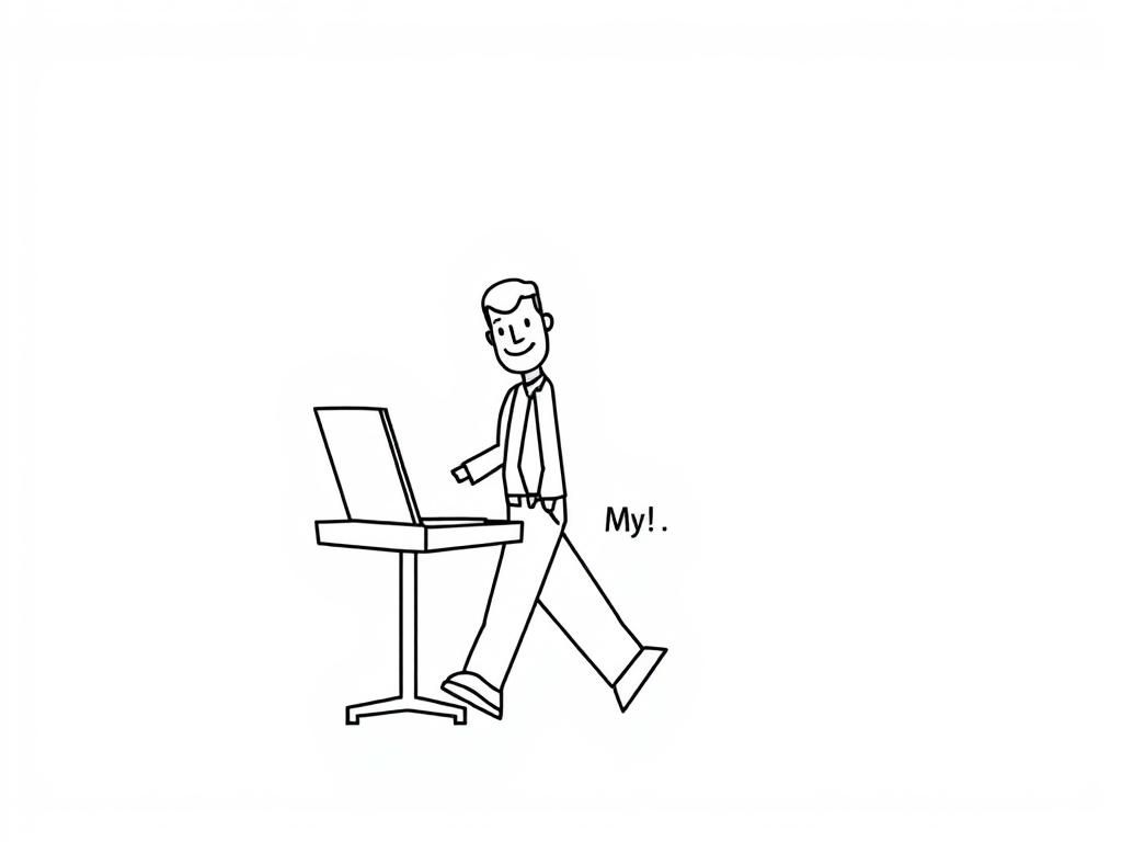 Businessman Walking Past Laptop Coloring Page