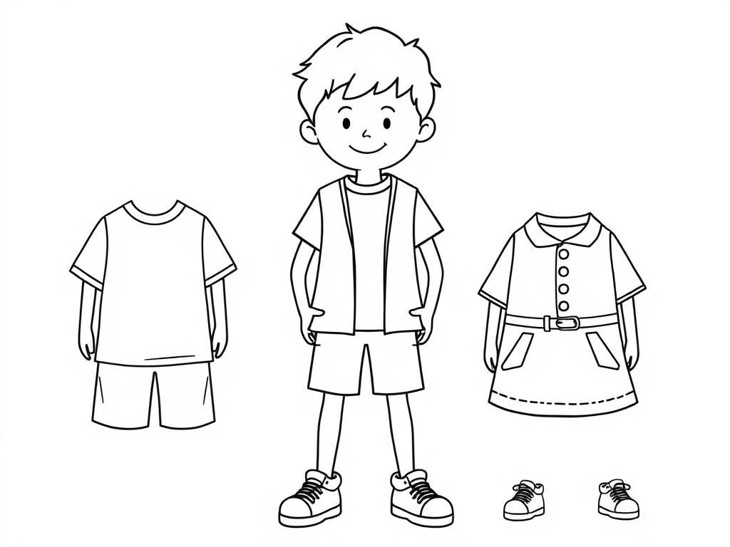 Kleurplaat Jongensoutfits