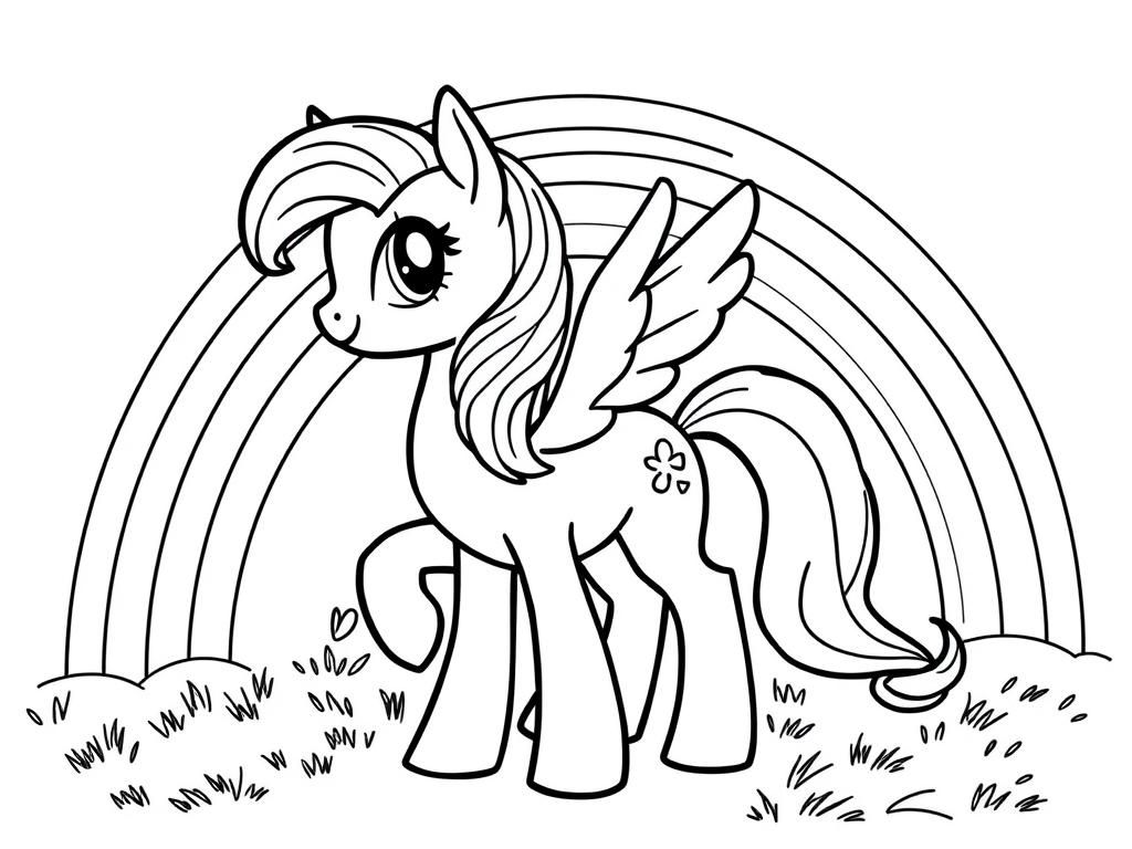 my little pony coloring page with rainbow