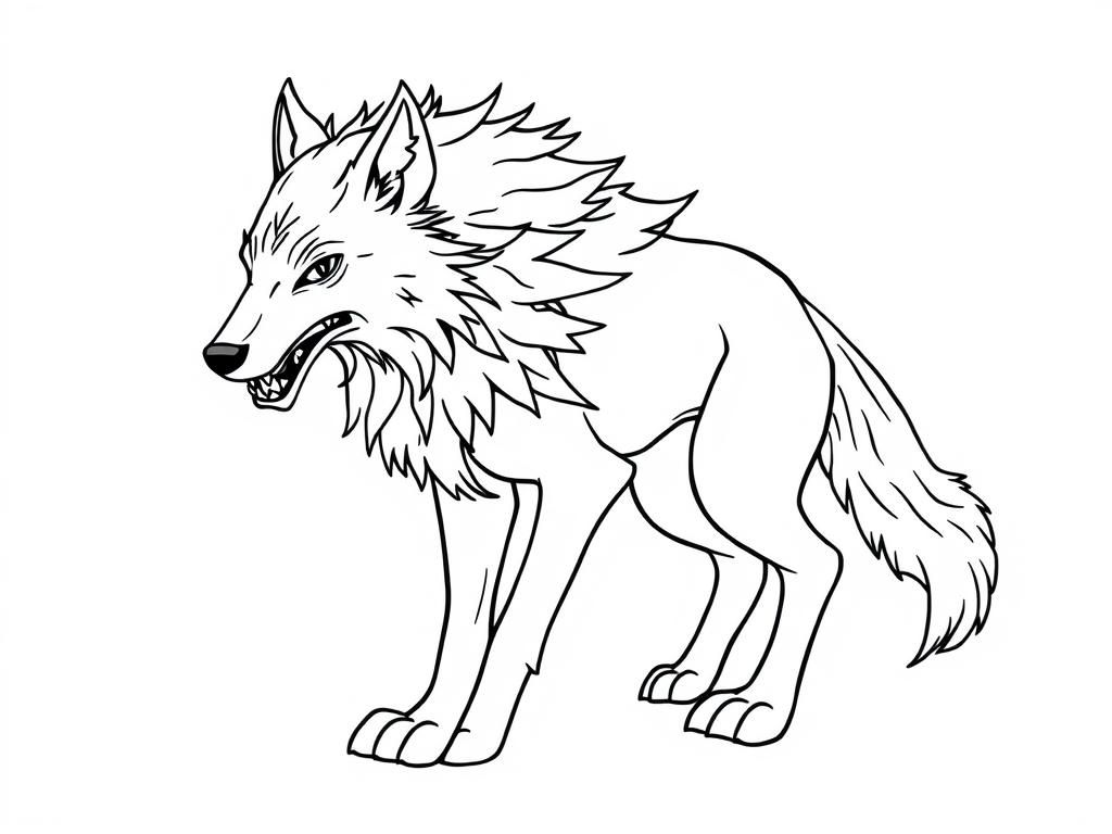 Fierce Wolf Coloring Page