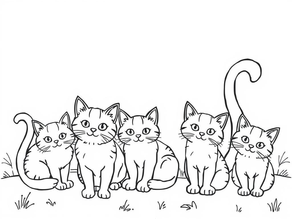 Cute Cats Coloring Page