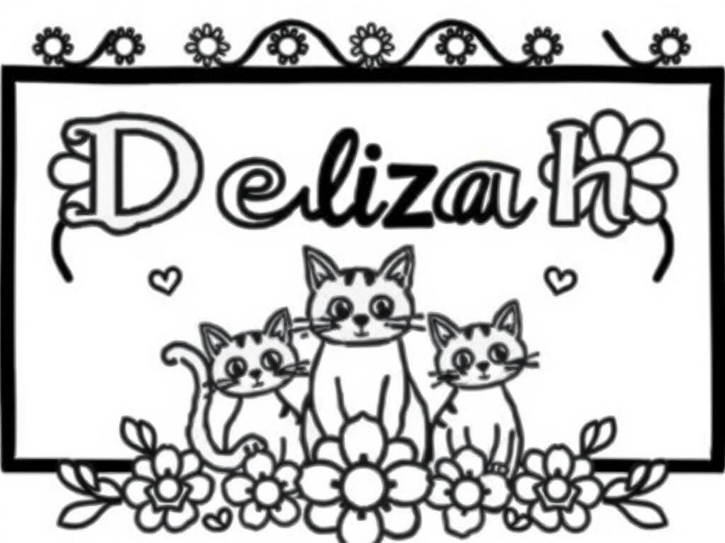 Gepersonaliseerde katten kleurplaat voor Delizah